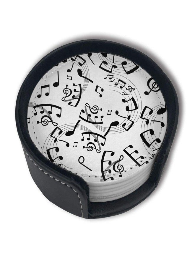 AIMASTZ Musical Notes Drinks Coasters With Holder, Suitable For Kinds Of Cups, Set Of 6 - Image 1